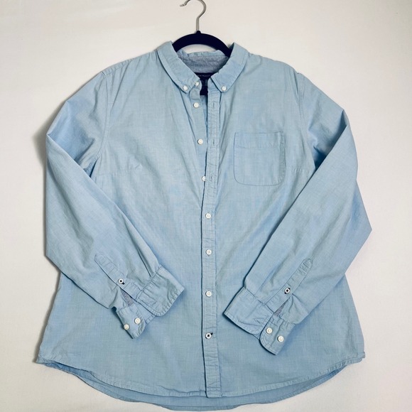 Tommy Hilfiger Womens XXL Classic Fit Long Sleeve Button Down Shirt Blue - Picture 1 of 8